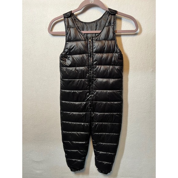 Kids Black Down Puffer Snowsuit Winter One Piece Romper Sleeveless Size 100 - Picture 1 of 14